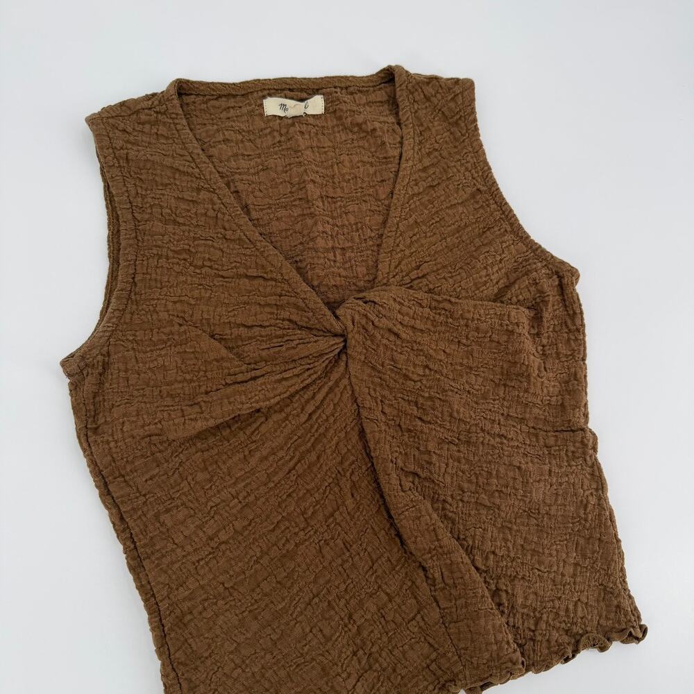 Madewell Brown Textured Sleeveless Blouse